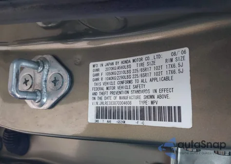 2007 Honda Cr-V Lx from USA, damaged, VIN JHLRE38387C004608